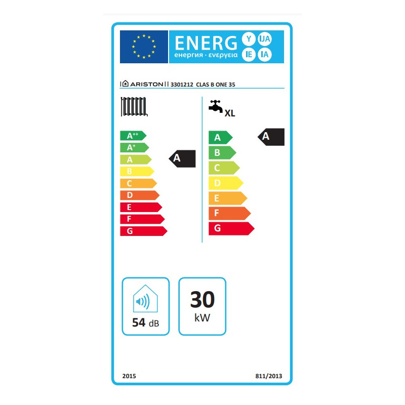 Etiqueta Energética Caldera Ariston Clas B Premium Evo 35