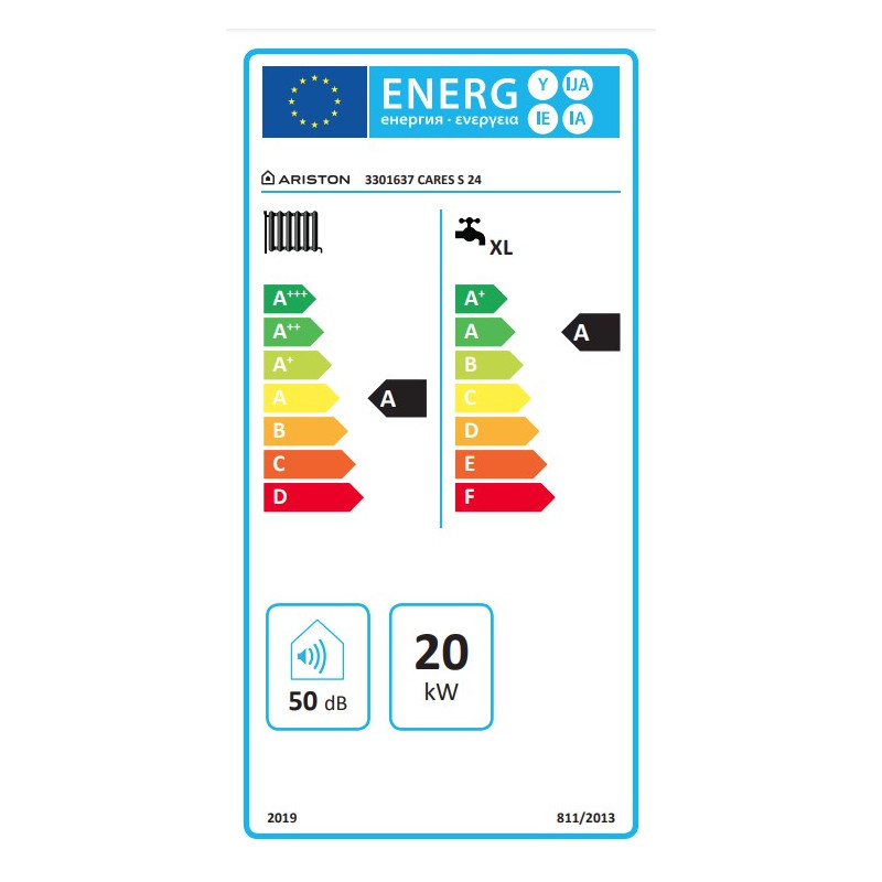 Etiqueta Energética Caldera Ariston Cares S 24