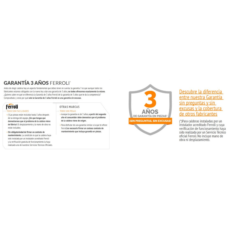 Garantía Caldera Ferroli Kalis 24C Garantía Caldera Ferroli Kalis 24C