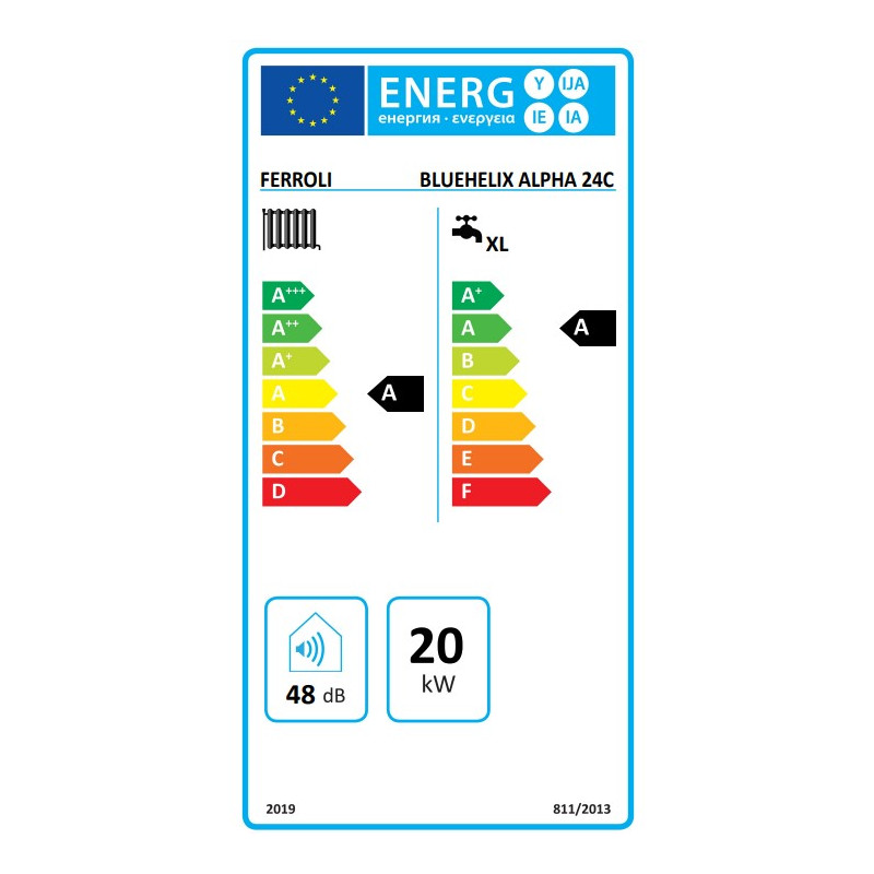 Etiqueta Energética Caldera Ferroli BlueHelix Alpha 24