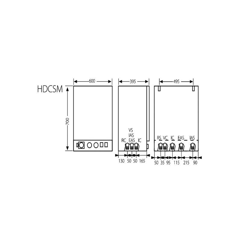 Medidas Caldera Eléctrica Domusa HDCSM 45/90 50L
